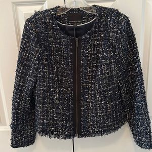 Banana Republic Zip Close Sparkle Tweed Cropped Blazer